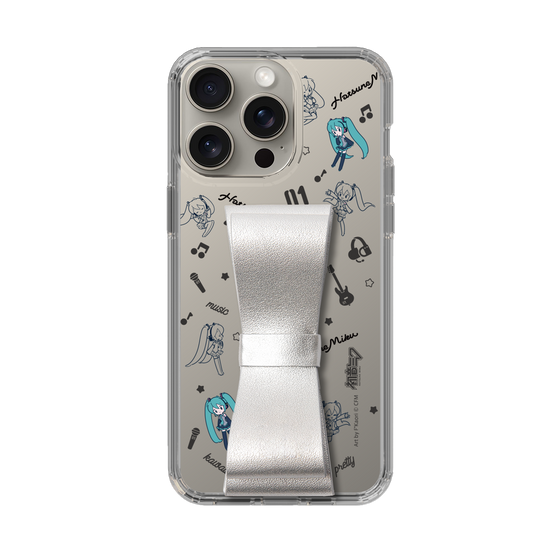Slim Protection Case - STAND & RING RIBBON Silver［ HATSUNE MIKU - Ribbon - Instrumental - Monochrome ］