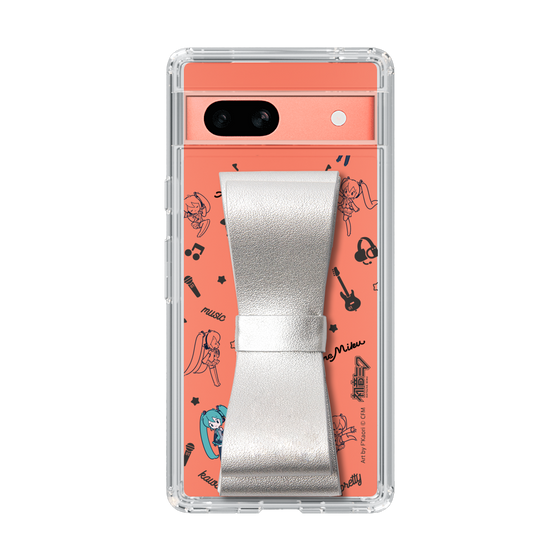 Slim Protection Case - STAND & RING RIBBON Silver［ HATSUNE MIKU - Ribbon - Instrumental - Monochrome ］