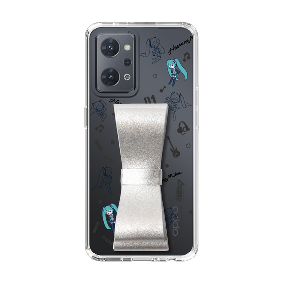 Slim Protection Case - STAND & RING RIBBON Silver［ HATSUNE MIKU - Ribbon - Instrumental - Monochrome ］