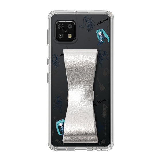 Slim Protection Case - STAND & RING RIBBON Silver［ HATSUNE MIKU - Ribbon - Instrumental - Monochrome ］