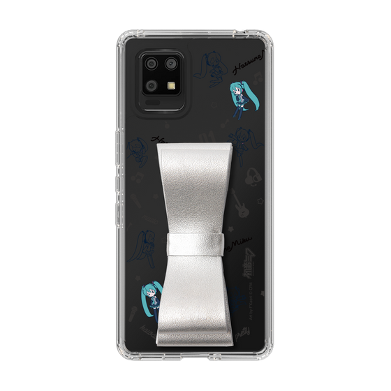 Slim Protection Case - STAND & RING RIBBON Silver［ HATSUNE MIKU - Ribbon - Instrumental - Monochrome ］