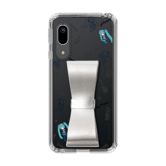 Slim Protection Case - STAND & RING RIBBON Silver［ HATSUNE MIKU - Ribbon - Instrumental - Monochrome ］