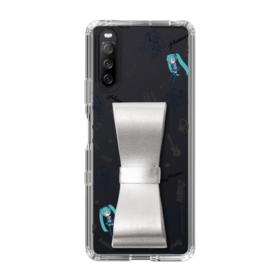 Slim Protection Case - STAND & RING RIBBON Silver［ HATSUNE MIKU - Ribbon - Instrumental - Monochrome ］
