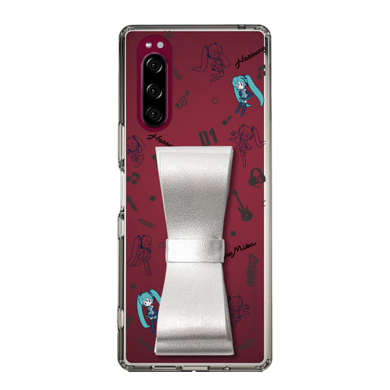 Slim Protection Case - STAND & RING RIBBON Silver［ HATSUNE MIKU - Ribbon - Instrumental - Monochrome ］