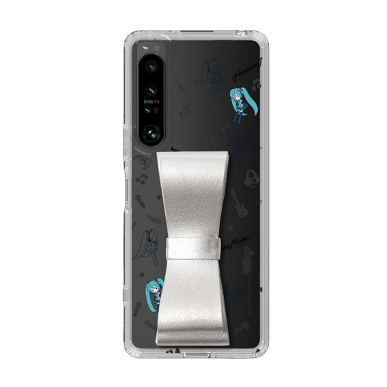 Slim Protection Case - STAND & RING RIBBON Silver［ HATSUNE MIKU - Ribbon - Instrumental - Monochrome ］