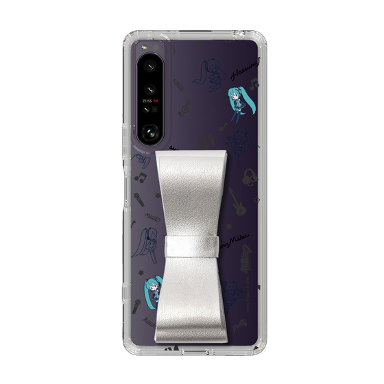 Slim Protection Case - STAND & RING RIBBON Silver［ HATSUNE MIKU - Ribbon - Instrumental - Monochrome ］