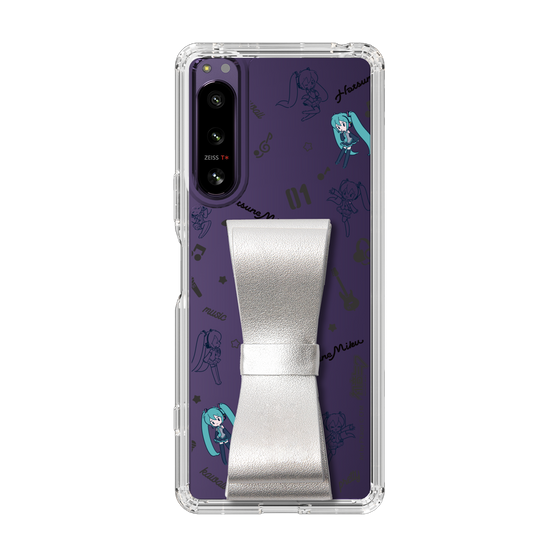 Slim Protection Case - STAND & RING RIBBON Silver［ HATSUNE MIKU - Ribbon - Instrumental - Monochrome ］