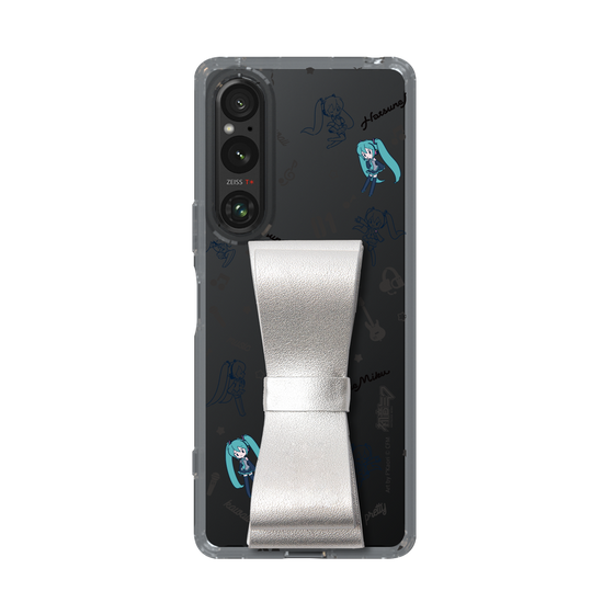 Slim Protection Case - STAND & RING RIBBON Silver［ HATSUNE MIKU - Ribbon - Instrumental - Monochrome ］