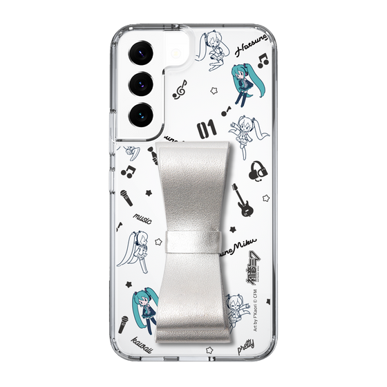 Slim Protection Case - STAND & RING RIBBON Silver［ HATSUNE MIKU - Ribbon - Instrumental - Monochrome ］