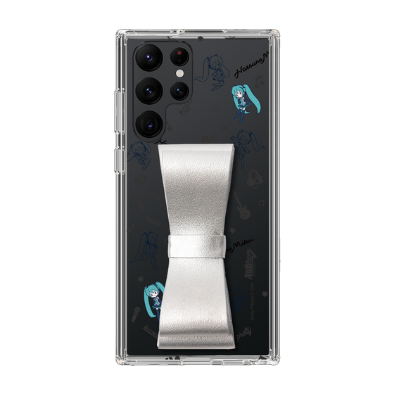 Slim Protection Case - STAND & RING RIBBON Silver［ HATSUNE MIKU - Ribbon - Instrumental - Monochrome ］