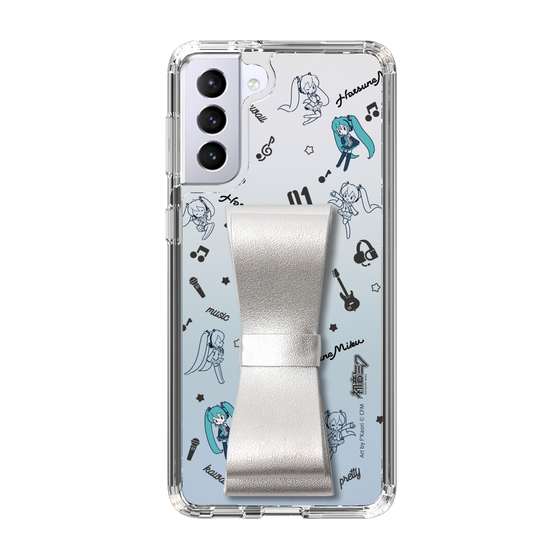 Slim Protection Case - STAND & RING RIBBON Silver［ HATSUNE MIKU - Ribbon - Instrumental - Monochrome ］