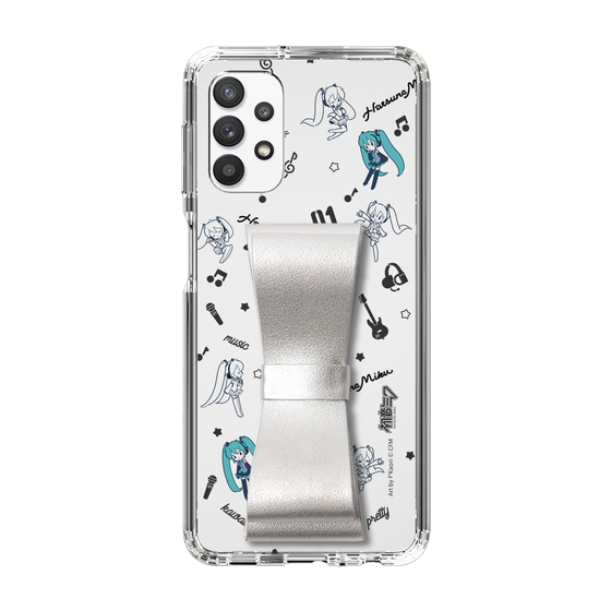 Slim Protection Case - STAND & RING RIBBON Silver［ HATSUNE MIKU - Ribbon - Instrumental - Monochrome ］
