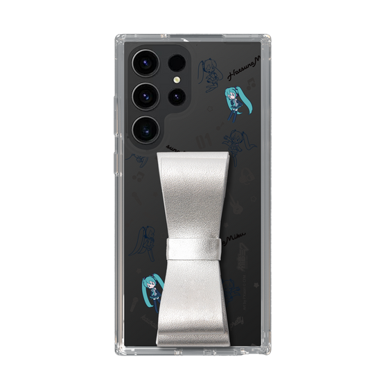 Slim Protection Case - STAND & RING RIBBON Silver［ HATSUNE MIKU - Ribbon - Instrumental - Monochrome ］