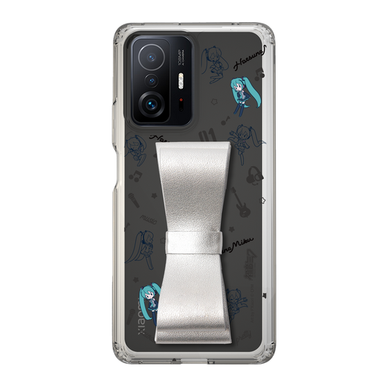 Slim Protection Case - STAND & RING RIBBON Silver［ HATSUNE MIKU - Ribbon - Instrumental - Monochrome ］