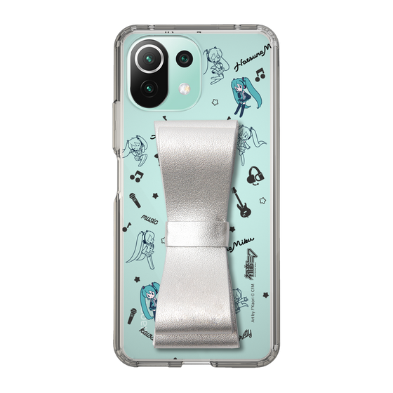Slim Protection Case - STAND & RING RIBBON Silver［ HATSUNE MIKU - Ribbon - Instrumental - Monochrome ］