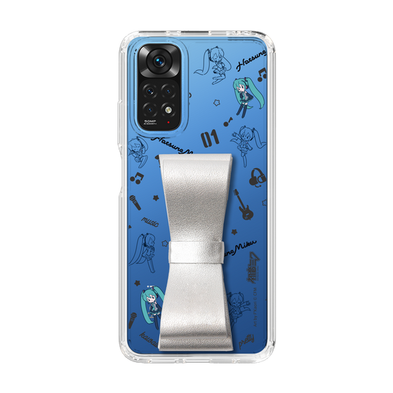 Slim Protection Case - STAND & RING RIBBON Silver［ HATSUNE MIKU - Ribbon - Instrumental - Monochrome ］