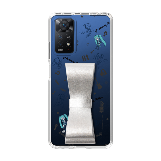 Slim Protection Case - STAND & RING RIBBON Silver［ HATSUNE MIKU - Ribbon - Instrumental - Monochrome ］
