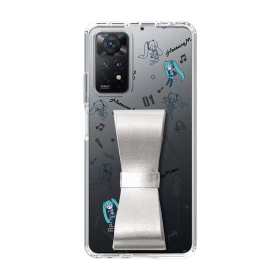 Slim Protection Case - STAND & RING RIBBON Silver［ HATSUNE MIKU - Ribbon - Instrumental - Monochrome ］