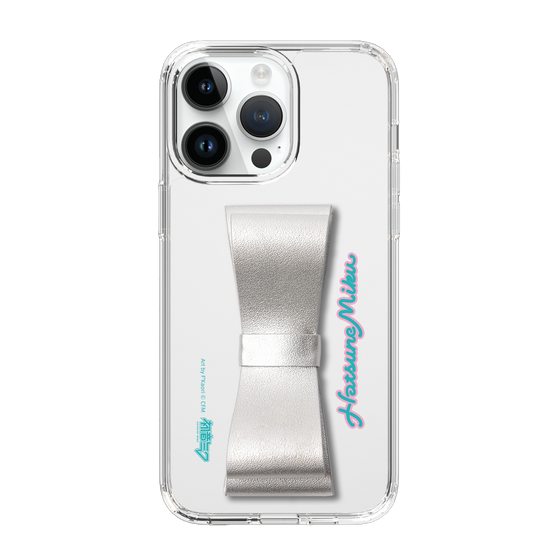 Slim Protection Case - STAND & RING RIBBON Silver［ HATSUNE MIKU - Ribbon - Logo ］