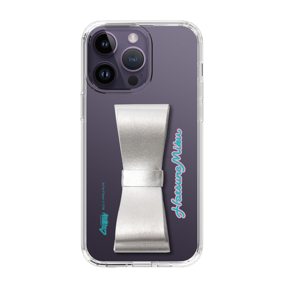 Slim Protection Case - STAND & RING RIBBON Silver［ HATSUNE MIKU - Ribbon - Logo ］