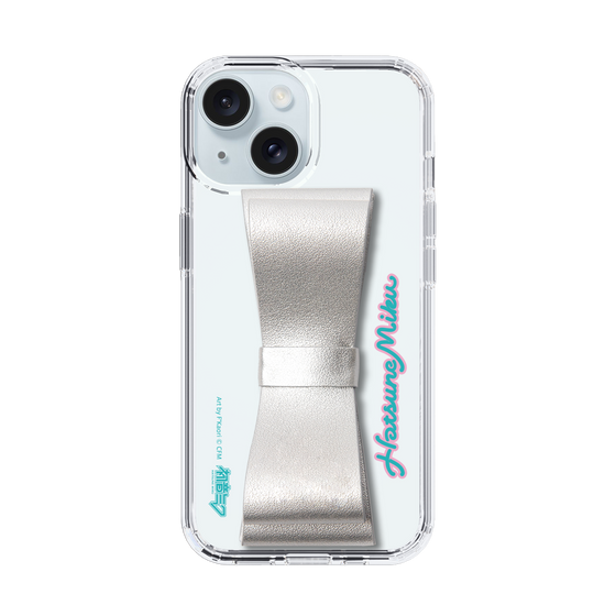 Slim Protection Case - STAND & RING RIBBON Silver［ HATSUNE MIKU - Ribbon - Logo ］