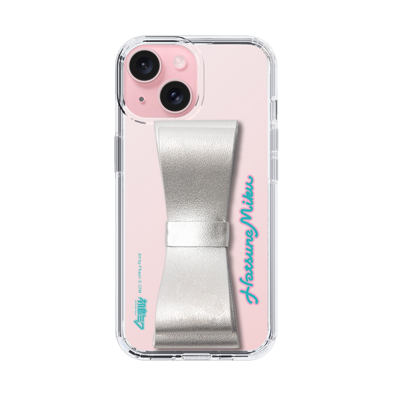 Slim Protection Case - STAND & RING RIBBON Silver［ HATSUNE MIKU - Ribbon - Logo ］