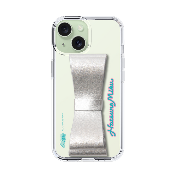 Slim Protection Case - STAND & RING RIBBON Silver［ HATSUNE MIKU - Ribbon - Logo ］