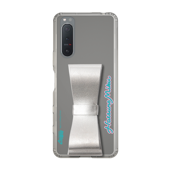 Slim Protection Case - STAND & RING RIBBON Silver［ HATSUNE MIKU - Ribbon - Logo ］