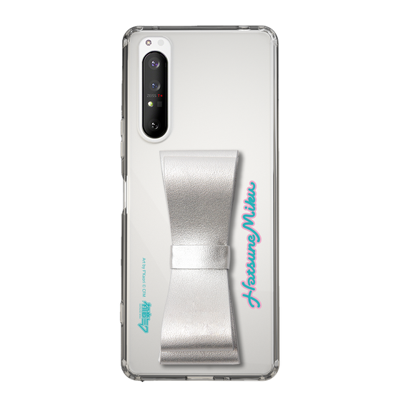 Slim Protection Case - STAND & RING RIBBON Silver［ HATSUNE MIKU - Ribbon - Logo ］