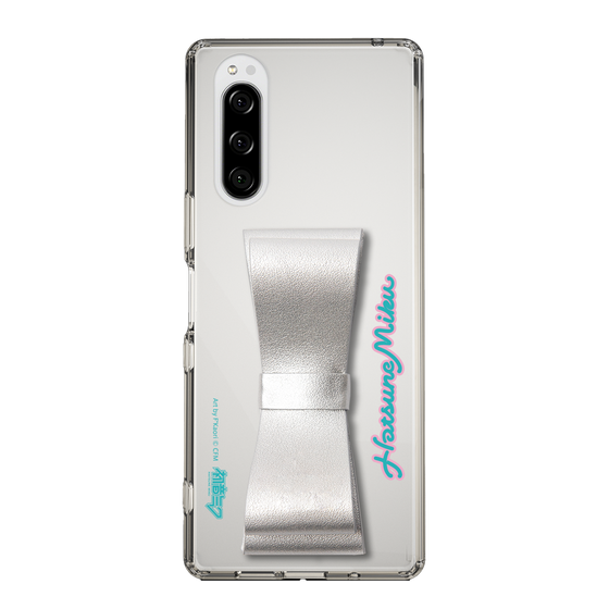 Slim Protection Case - STAND & RING RIBBON Silver［ HATSUNE MIKU - Ribbon - Logo ］