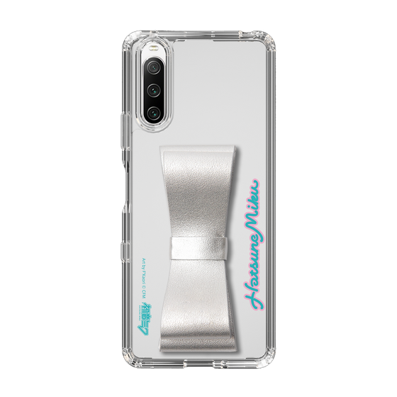 Slim Protection Case - STAND & RING RIBBON Silver［ HATSUNE MIKU - Ribbon - Logo ］