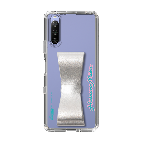 Slim Protection Case - STAND & RING RIBBON Silver［ HATSUNE MIKU - Ribbon - Logo ］
