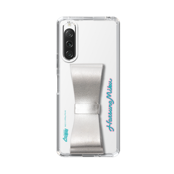 Slim Protection Case - STAND & RING RIBBON Silver［ HATSUNE MIKU - Ribbon - Logo ］