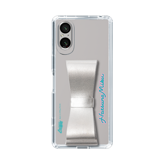 Slim Protection Case - STAND & RING RIBBON Silver［ HATSUNE MIKU - Ribbon - Logo ］