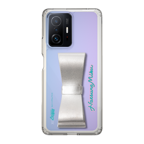 Slim Protection Case - STAND & RING RIBBON Silver［ HATSUNE MIKU - Ribbon - Logo ］