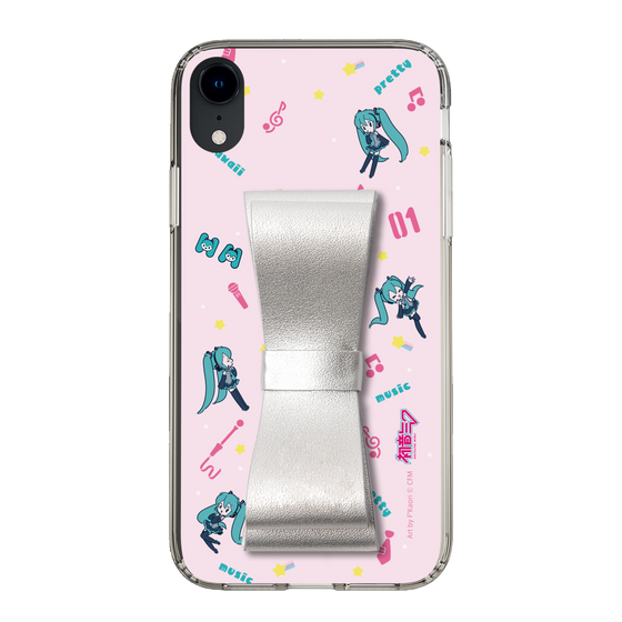 Slim Protection Case - STAND & RING RIBBON Silver［ HATSUNE MIKU - Ribbon - Instrumental - Pink ］