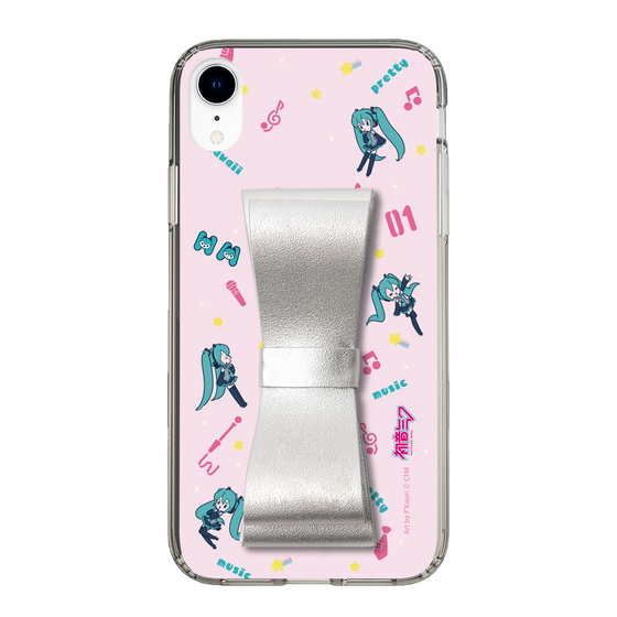 Slim Protection Case - STAND & RING RIBBON Silver［ HATSUNE MIKU - Ribbon - Instrumental - Pink ］