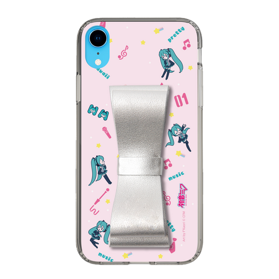 Slim Protection Case - STAND & RING RIBBON Silver［ HATSUNE MIKU - Ribbon - Instrumental - Pink ］