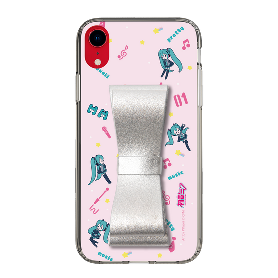 Slim Protection Case - STAND & RING RIBBON Silver［ HATSUNE MIKU - Ribbon - Instrumental - Pink ］