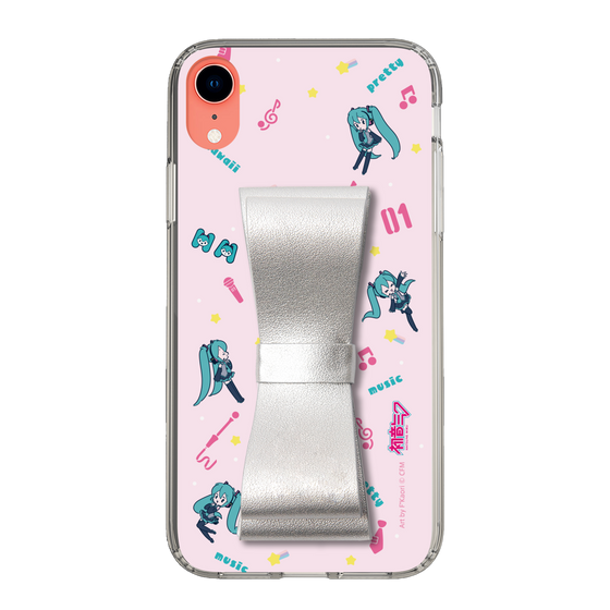Slim Protection Case - STAND & RING RIBBON Silver［ HATSUNE MIKU - Ribbon - Instrumental - Pink ］