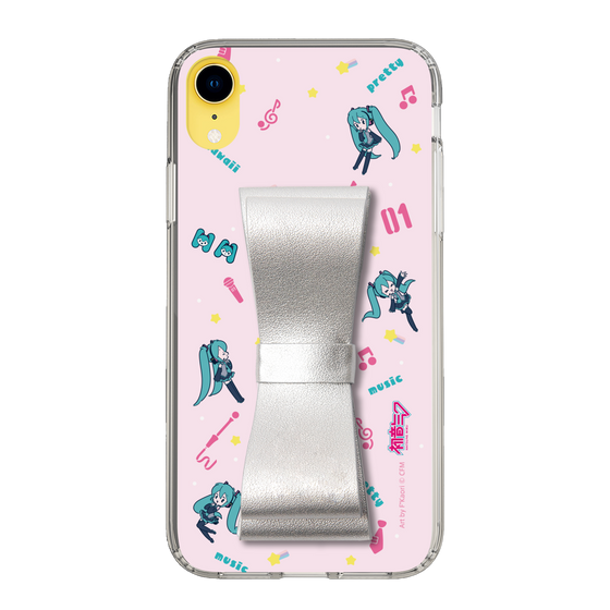 Slim Protection Case - STAND & RING RIBBON Silver［ HATSUNE MIKU - Ribbon - Instrumental - Pink ］