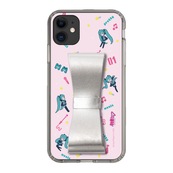 Slim Protection Case - STAND & RING RIBBON Silver［ HATSUNE MIKU - Ribbon - Instrumental - Pink ］