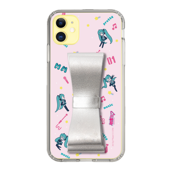 Slim Protection Case - STAND & RING RIBBON Silver［ HATSUNE MIKU - Ribbon - Instrumental - Pink ］