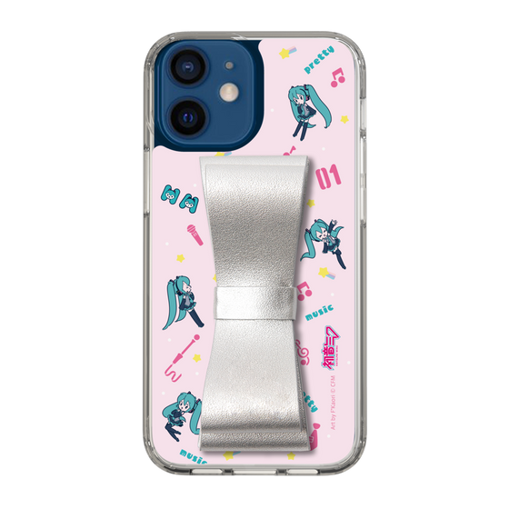 Slim Protection Case - STAND & RING RIBBON Silver［ HATSUNE MIKU - Ribbon - Instrumental - Pink ］