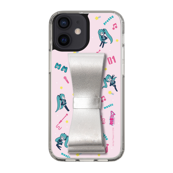 Slim Protection Case - STAND & RING RIBBON Silver［ HATSUNE MIKU - Ribbon - Instrumental - Pink ］
