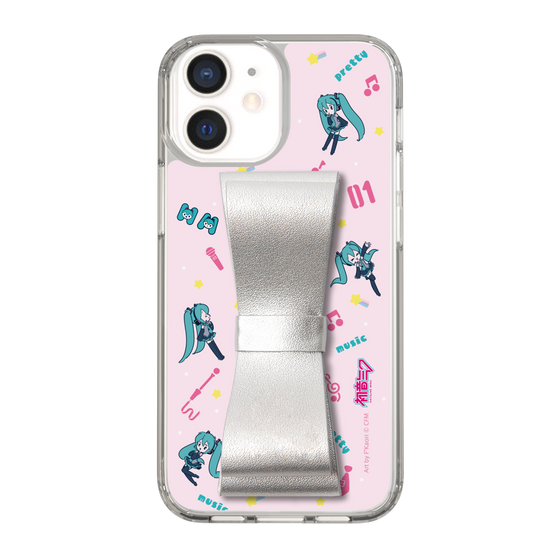 Slim Protection Case - STAND & RING RIBBON Silver［ HATSUNE MIKU - Ribbon - Instrumental - Pink ］