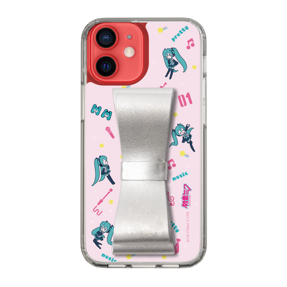 Slim Protection Case - STAND & RING RIBBON Silver［ HATSUNE MIKU - Ribbon - Instrumental - Pink ］