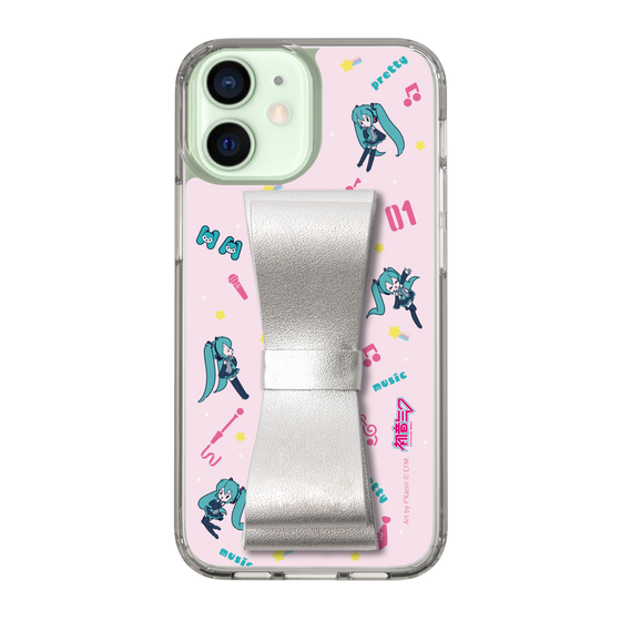 Slim Protection Case - STAND & RING RIBBON Silver［ HATSUNE MIKU - Ribbon - Instrumental - Pink ］