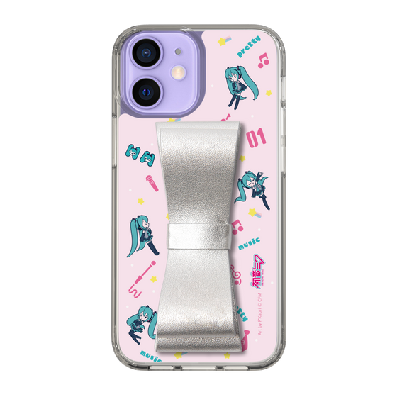 Slim Protection Case - STAND & RING RIBBON Silver［ HATSUNE MIKU - Ribbon - Instrumental - Pink ］