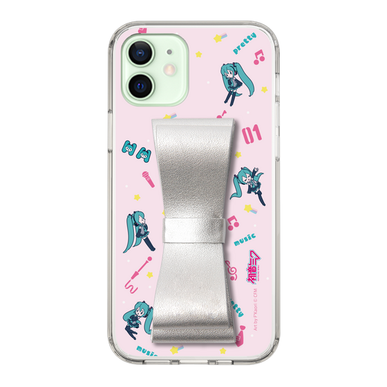 Slim Protection Case - STAND & RING RIBBON Silver［ HATSUNE MIKU - Ribbon - Instrumental - Pink ］
